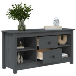 Berkfield Stylish Tv Cabinet Grey 103X36.5X52 Cm Solid Wood Pine - thumbnail 8