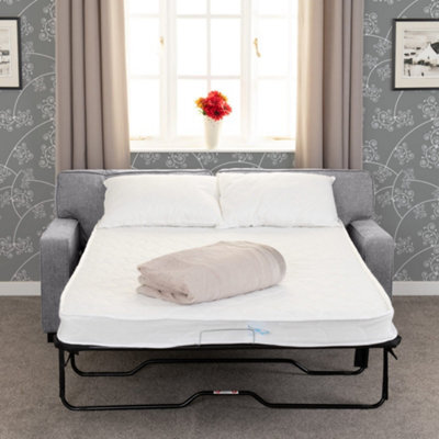 Seconique Eton Sofa Bed Light Grey Fabric Metal Pull Out Sofa Bed With Mattress - image 1