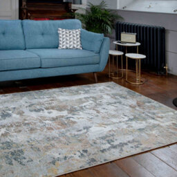 Loomed Blue Grey Abstract Design Contemporary Area Rug 80X150Cm - thumbnail 2
