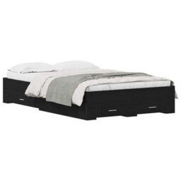 Berkfield Modern Bed Frame With Drawers Black Oak 120X190 Cm Engineered Wood - thumbnail 3