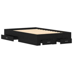 Berkfield Modern Bed Frame With Drawers Black Oak 120X190 Cm Engineered Wood - thumbnail 5