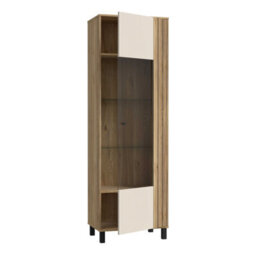 Wyld Haus Pandrup Glass Door Display Cabinet In Cream And Oak - thumbnail 3