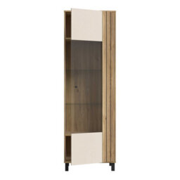 Wyld Haus Pandrup Glass Door Display Cabinet In Cream And Oak - thumbnail 4