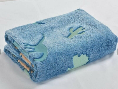 Homes & Linen Glow In The Dark Fleece Blanket Throw With Moons And Stars Pattern Super Soft Blanket For All Seasons