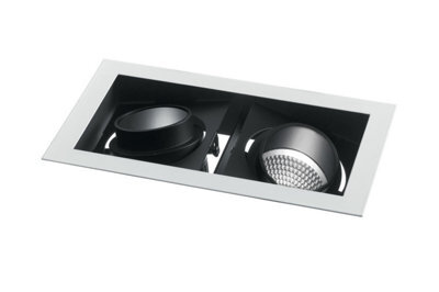 Luminosa Lighting Luminosa Apollo Integrated Led Twin Recessed Downlight Adjustable, White Black, 3000K