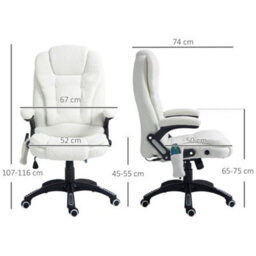 Vinsetto Office Chair W/ Heating Massage Points Relaxing Reclining White - thumbnail 3