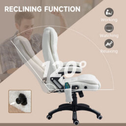 Vinsetto Office Chair W/ Heating Massage Points Relaxing Reclining White - thumbnail 7