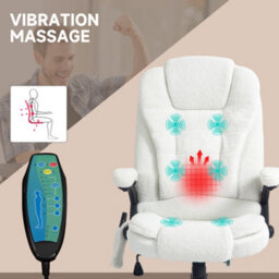 Vinsetto Office Chair W/ Heating Massage Points Relaxing Reclining White - thumbnail 4