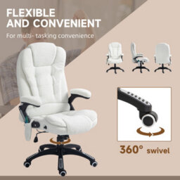 Vinsetto Office Chair W/ Heating Massage Points Relaxing Reclining White - thumbnail 8