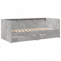 Berkfield Daybed With Drawers Without Mattress Concrete Grey 100X200 Cm - thumbnail 3