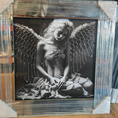 Biznest Modern Liquid Glitter Wall Art With Mirrored Edges Extra Large Size 55X55Cm (Biz1063)
