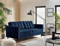 Furniturebox Jenna 3 Seater Navy Blue Velvet Sofa With Solid Wood Frame - thumbnail 1