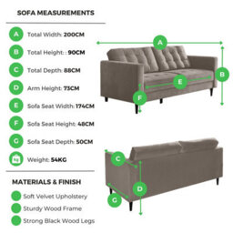 Furniturebox Jenna 3 Seater Navy Blue Velvet Sofa With Solid Wood Frame - thumbnail 7