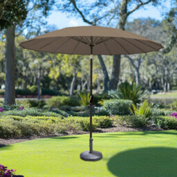 Rinse Bathrooms Brown/taupe Garden Parasol Umbrella With Glass Fibre Ribs Tilting Sun Shade Shelter Canopy 2.7M - thumbnail 1