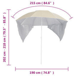 Walplus Beach Parasol With Side Walls Sand 215 Cm - thumbnail 9