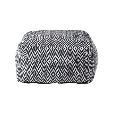 Homescapes Trance Black And White Diamond Pattern Recycled Fibre Square Bean Filled Pouffe, 60 Cm - image 1