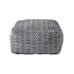 Homescapes Trance Black And White Diamond Pattern Recycled Fibre Square Bean Filled Pouffe, 60 Cm