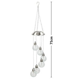 Solar Crackle Glass Wind Chimes Outdoor Waterproof Led Colour-Changing Lights For Gardens, Patios & Balconies, Ideal Gift For Mum - thumbnail 8