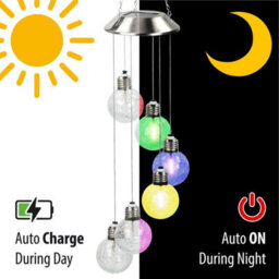 Solar Crackle Glass Wind Chimes Outdoor Waterproof Led Colour-Changing Lights For Gardens, Patios & Balconies, Ideal Gift For Mum - thumbnail 5