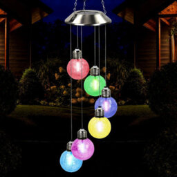 Solar Crackle Glass Wind Chimes Outdoor Waterproof Led Colour-Changing Lights For Gardens, Patios & Balconies, Ideal Gift For Mum