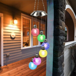 Solar Crackle Glass Wind Chimes Outdoor Waterproof Led Colour-Changing Lights For Gardens, Patios & Balconies, Ideal Gift For Mum - thumbnail 2