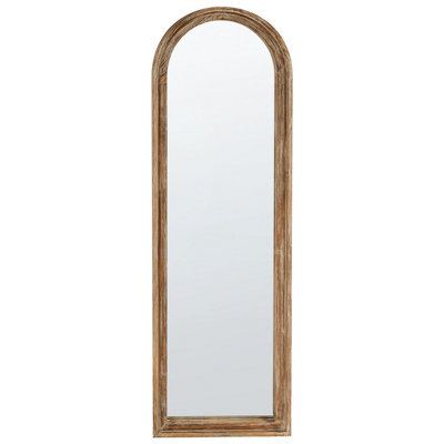 Beliani Wall Mirror Coigny 55 Cm 170 Cm Fir Wood Light Brown - image 1