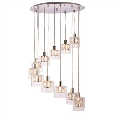 Luminosa Lighting Luminosa Verina 12 Light Spiral Cluster Pendant Chrome, Glass, G9