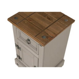 Bedside Pot Cupboard Cabinet Grey Painted 1 Door Drawer Solid Wooden Pine - thumbnail 5
