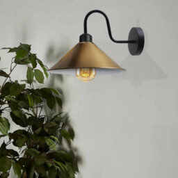 Vintage Industrial Wall Light Fixture Yellow Brass Metal Shade E27 Swan Neck Wall Mounted - thumbnail 4