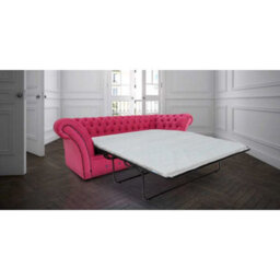 Chesterfield 3 Seater Azzuro Fuchsia Pink Fabric Sofabed In Balmoral Style