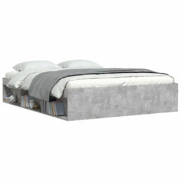 Berkfield Bed Frame Concrete Grey 150X200 Cm King Size - thumbnail 3