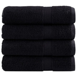 Berkfield Premium Hand Towels Solund 4 Pcs Black 50X100 Cm 600 Gsm