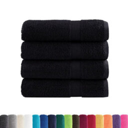 Berkfield Premium Hand Towels Solund 4 Pcs Black 50X100 Cm 600 Gsm - thumbnail 2