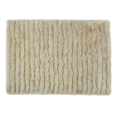Natural Shaggy Rug, Easy To Clean Rug With 30mm Thickness, Plain Striped Rug For Bedroom, & Dining Room-120Cm X 170Cm