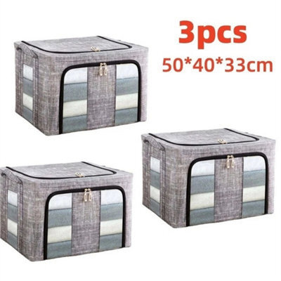 3Pcs 66L Steel Frame Clothes Storage Bags - image 1