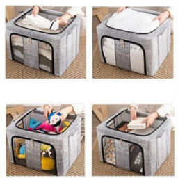 3Pcs 66L Steel Frame Clothes Storage Bags - thumbnail 2