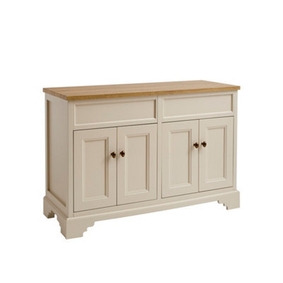 Homestylestore Antique White And Oak 1210mm Bathroom Vanity Unit And Brushed Copper Classic Round Handles - image 1