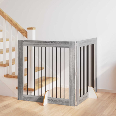 Walplus Dog Gate With Stands 2 Pcs Grey Sonoma 100 X 100 Cm - image 1