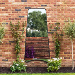 Mirroroutlet The Coartans Black Metal Isoscelles Trapezoid Shape Framed Garden Wall Mirror With Arched Bottom 200Cm X 95Cm - thumbnail 1