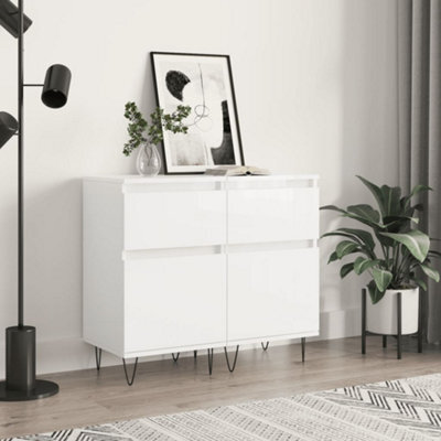 Berkfield Sideboards 2 Pcs High Gloss White 40X35X70 Cm Engineered Wood - image 1