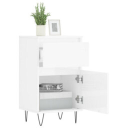 Berkfield Sideboards 2 Pcs High Gloss White 40X35X70 Cm Engineered Wood - thumbnail 4