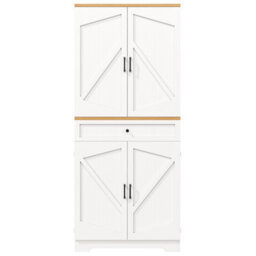 Btm Snack Cabinet 80X40X180Cm Tall Kitchen Sideboard White With Door Frame Storage Unit For Kitchen Living Room - thumbnail 9