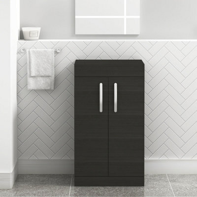 Royal Bathrooms Turin 500mm Hale Black Floor Standing Worktop Vanity Unit - 2 Doors - image 1