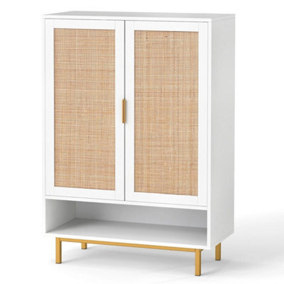 108Cm Rattan Shoe Cabinet 6-Tier 2 Doors - image 1