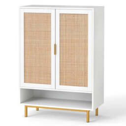 108Cm Rattan Shoe Cabinet 6-Tier 2 Doors