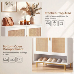 108Cm Rattan Shoe Cabinet 6-Tier 2 Doors - thumbnail 3