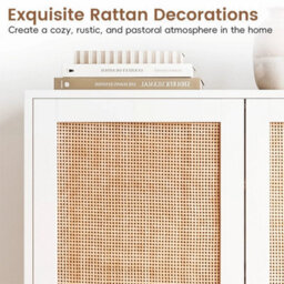 108Cm Rattan Shoe Cabinet 6-Tier 2 Doors - thumbnail 4