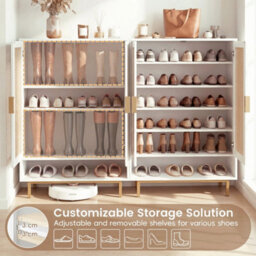 108Cm Rattan Shoe Cabinet 6-Tier 2 Doors - thumbnail 5