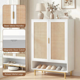 108Cm Rattan Shoe Cabinet 6-Tier 2 Doors - thumbnail 6
