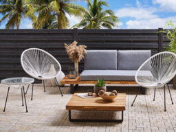 Beliani Bistro Set Acapulco Ii Pe Rattan White - thumbnail 2
